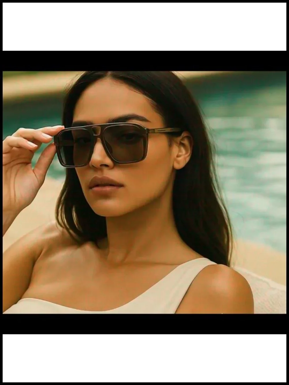 Retro Pilot Double Bridge Square Sunglasses UV400 Plastic